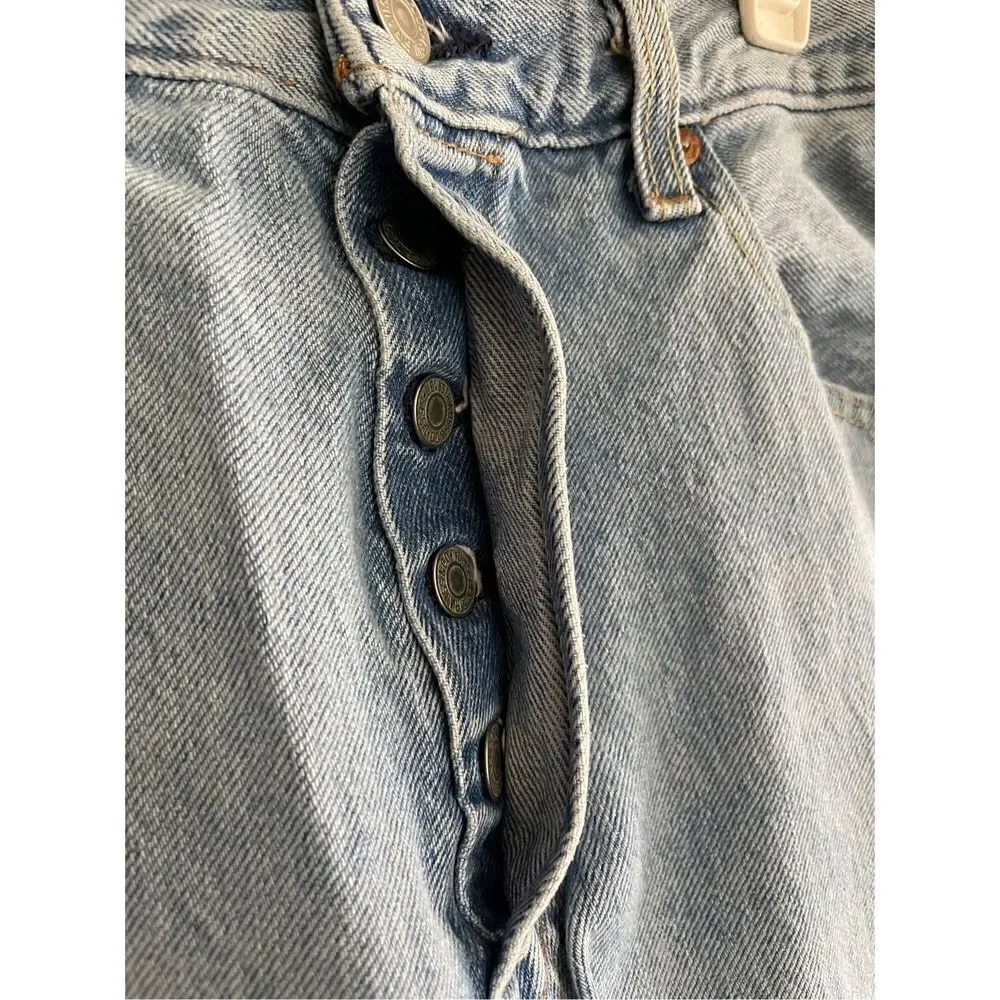 Levi's 501 Men's Blue Light Wash Distressed Straight Denim Jeans Size 32×30